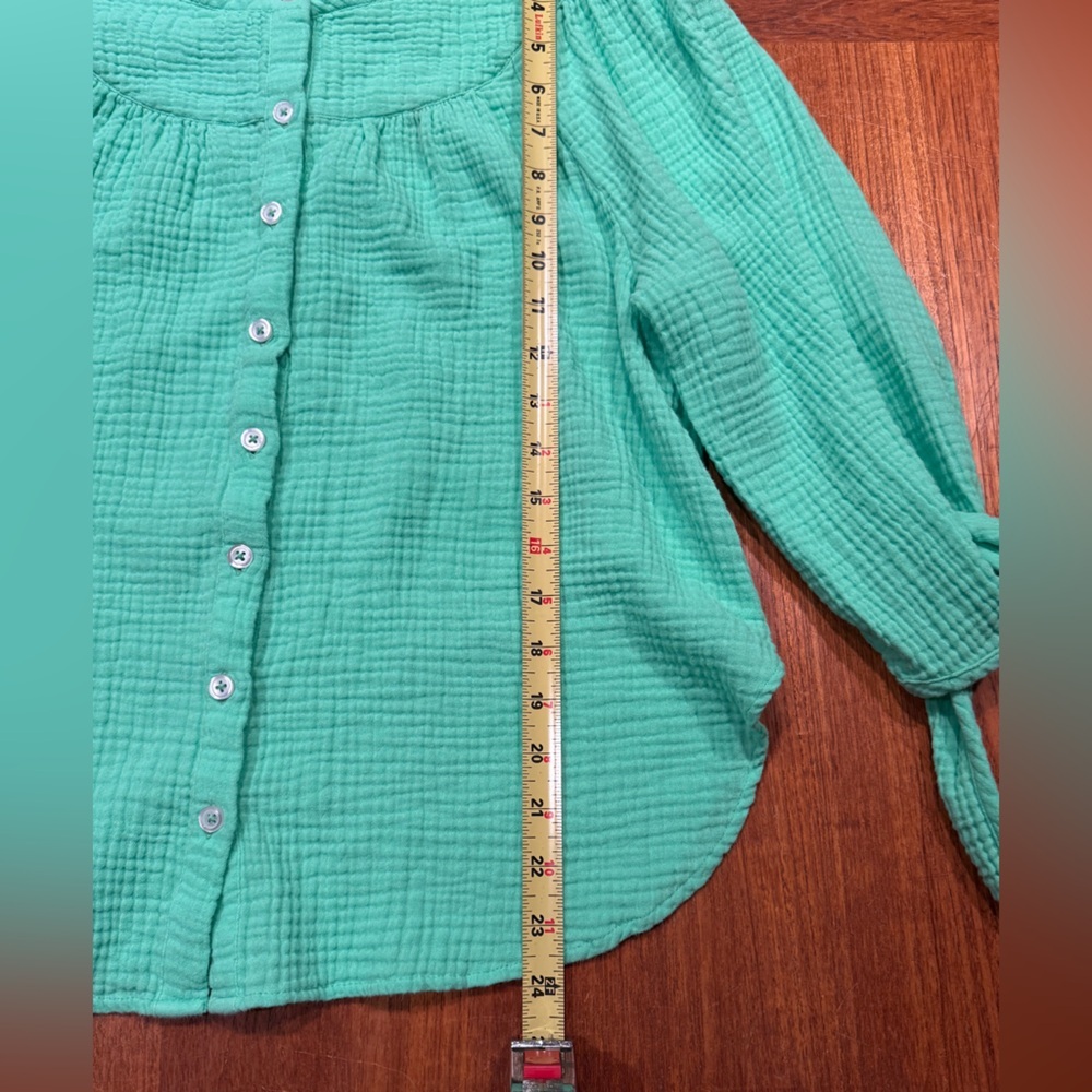 Talbots Airy Gauze Tie Sleeve Top - Picture 10 of 11